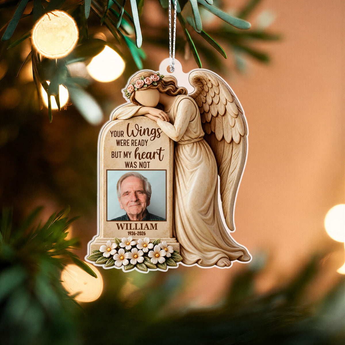 Personalized Bereavement Ornament with Name and Dates