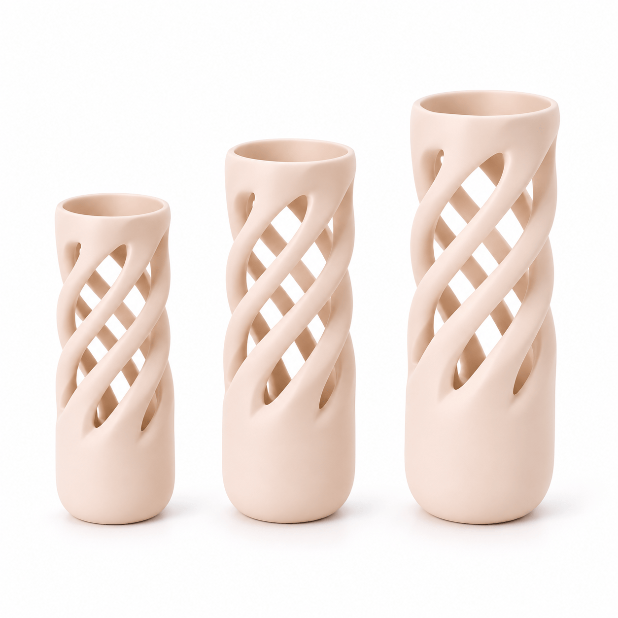 Modern Spiral Vase 3 Piece Set Sculptural Home Décor