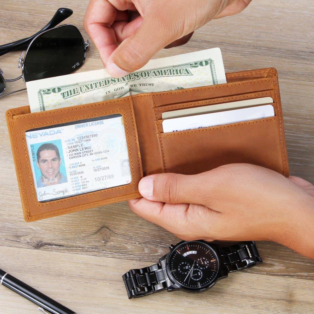 Gift for Men, Leather Bifold Wallets for Husband - My Everything
