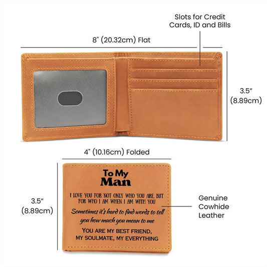 Gift for Men, Leather Bifold Wallets for Husband - My Everything