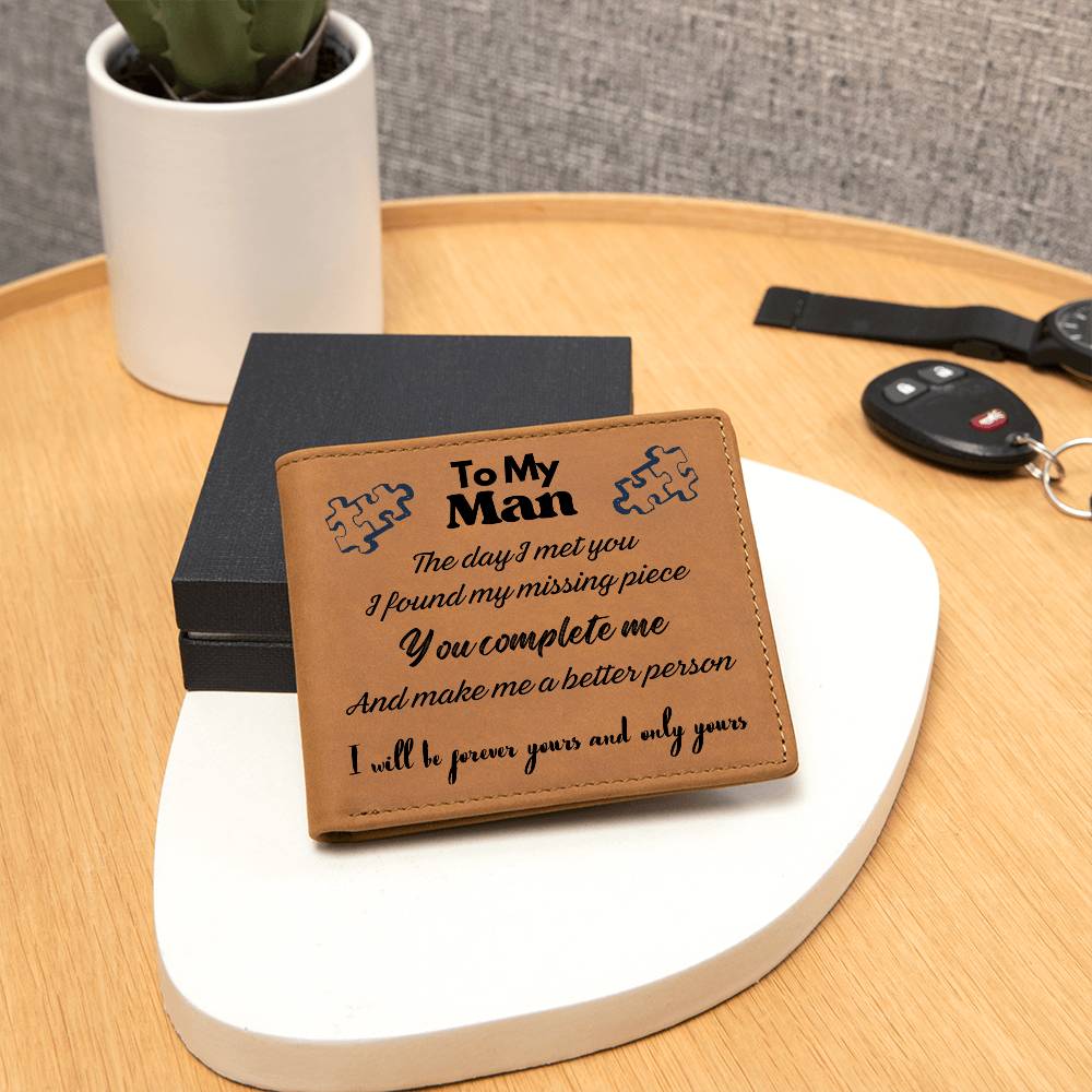 Gift for Men, Leather Bifold Wallets for Husband - You Complete Me
