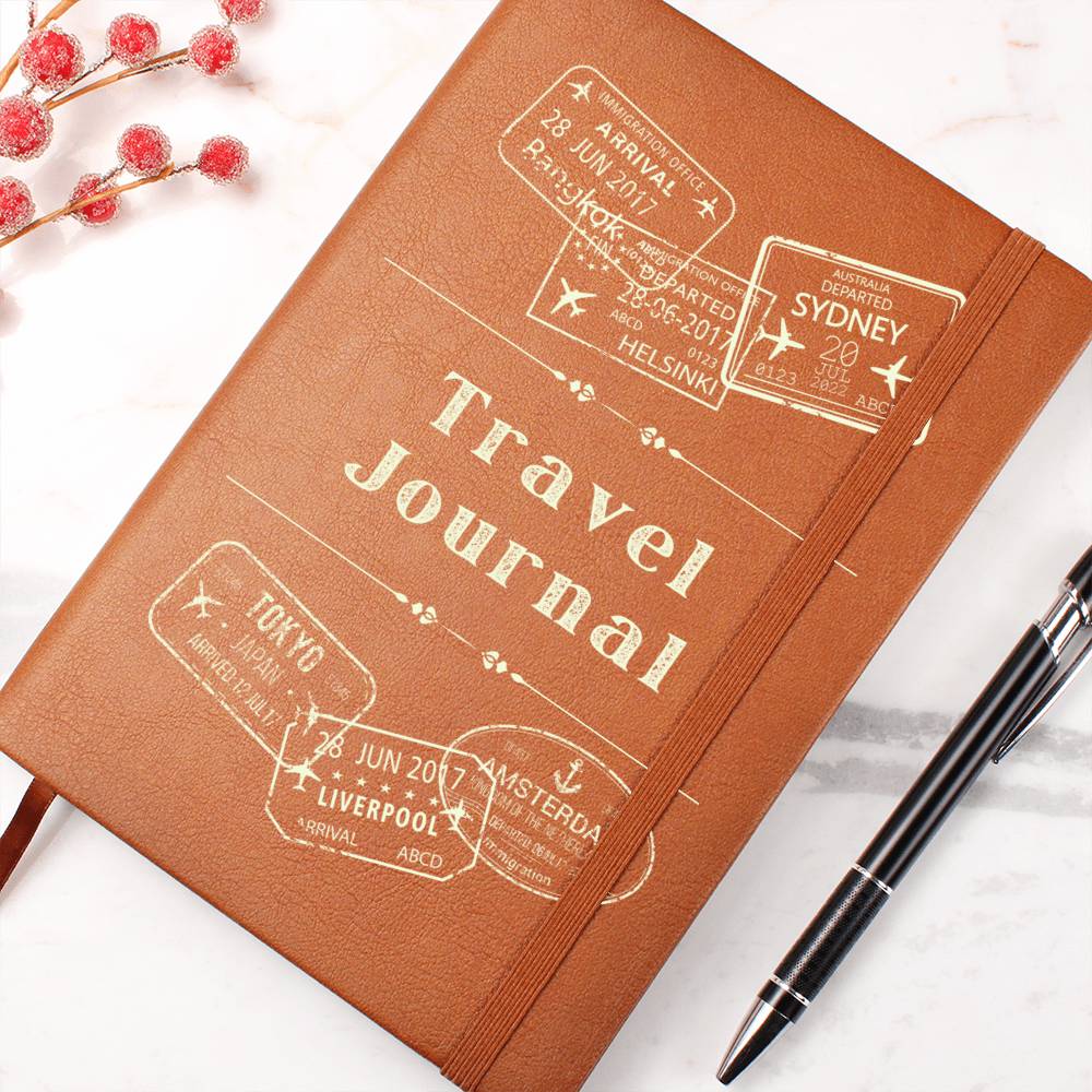 Vegan Leather Travel Journal Notebook, A5 Size, Ruled 100 Sheets
