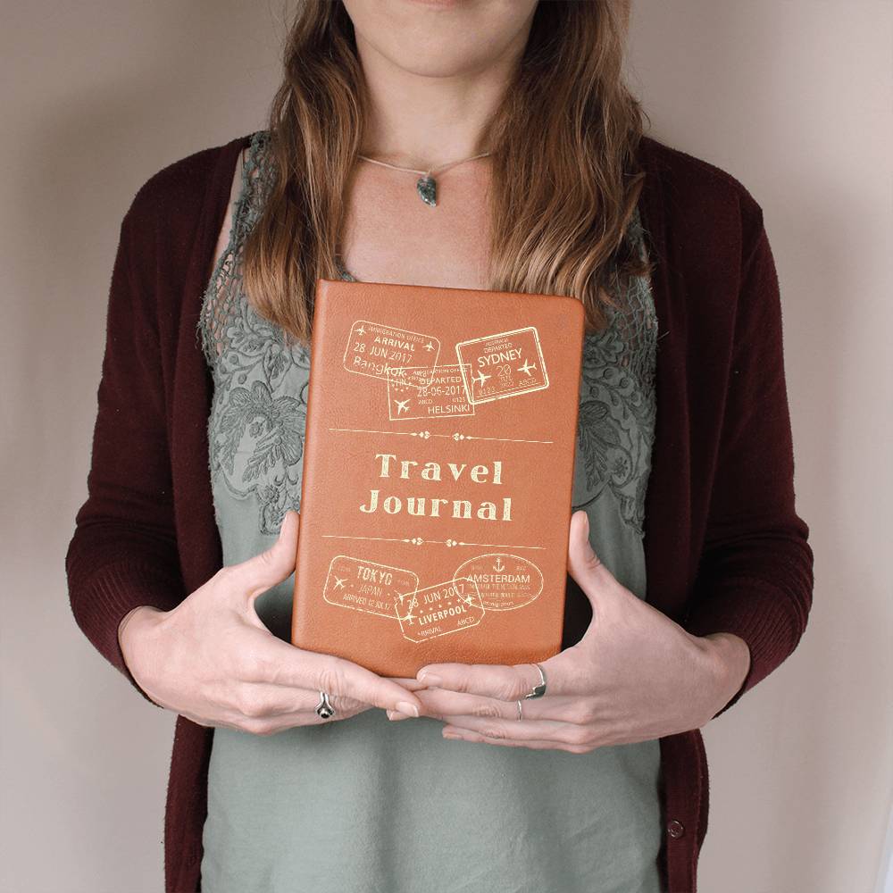 Vegan Leather Travel Journal Notebook, A5 Size, Ruled 100 Sheets