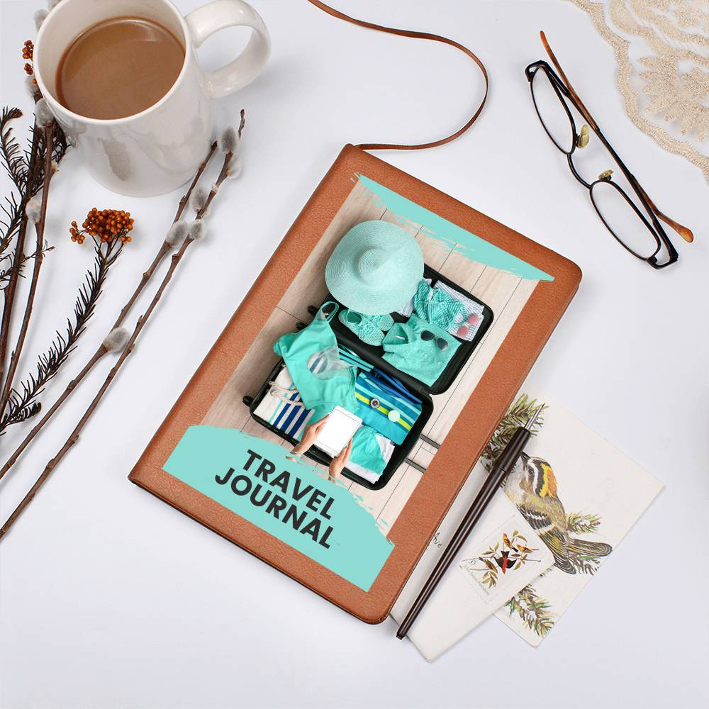 Vegan Leather Travel Journal Notebook, A5 Size, Ruled 100 Sheets