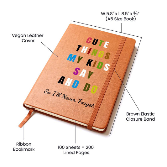 Gift for Mom, Vegan Leather Ruled Notebook Journal, 100 Sheets, A5 Size Book