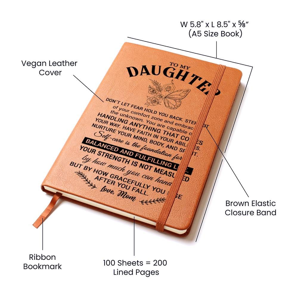 Daughter Gifts, Vegan Leather Ruled Notebook Journal, 100 Sheets, A5 Size Book