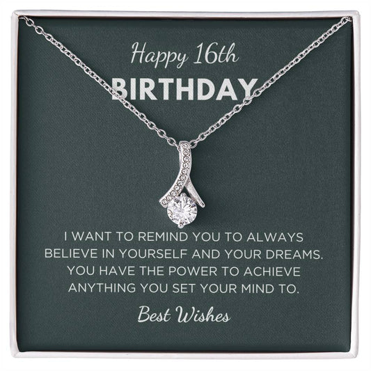 16th Birthday Gift For Her, Alluring Beauty Necklace With Message Card And Gift Box - Remind You