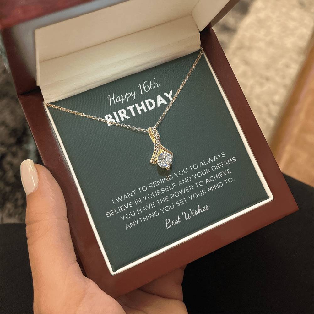 16th Birthday Gift For Her, Alluring Beauty Necklace With Message Card And Gift Box - Remind You
