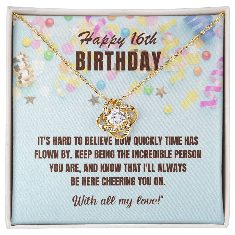 16th Birthday Gift For Her, Love Knot Necklace With Message Card And Gift Box - Hard To Believe