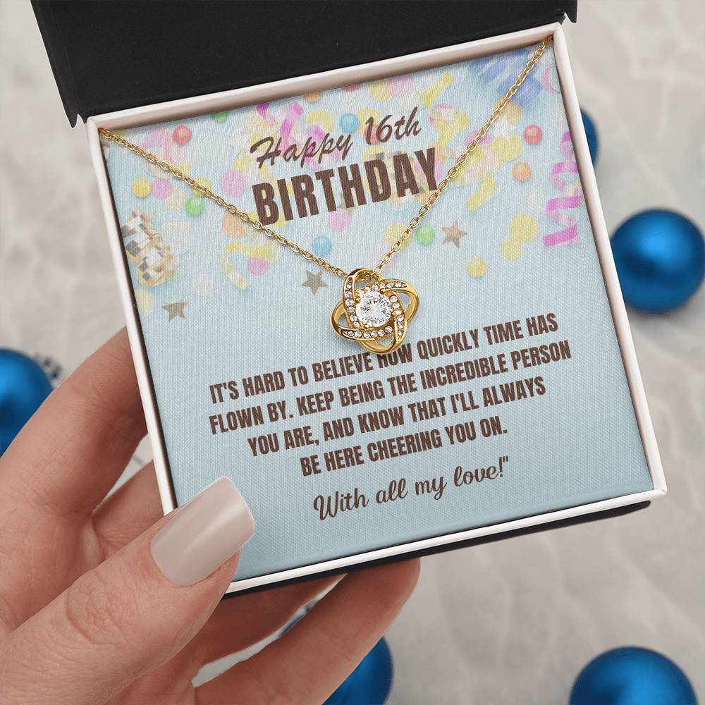 16th Birthday Gift For Her, Love Knot Necklace With Message Card And Gift Box - Hard To Believe