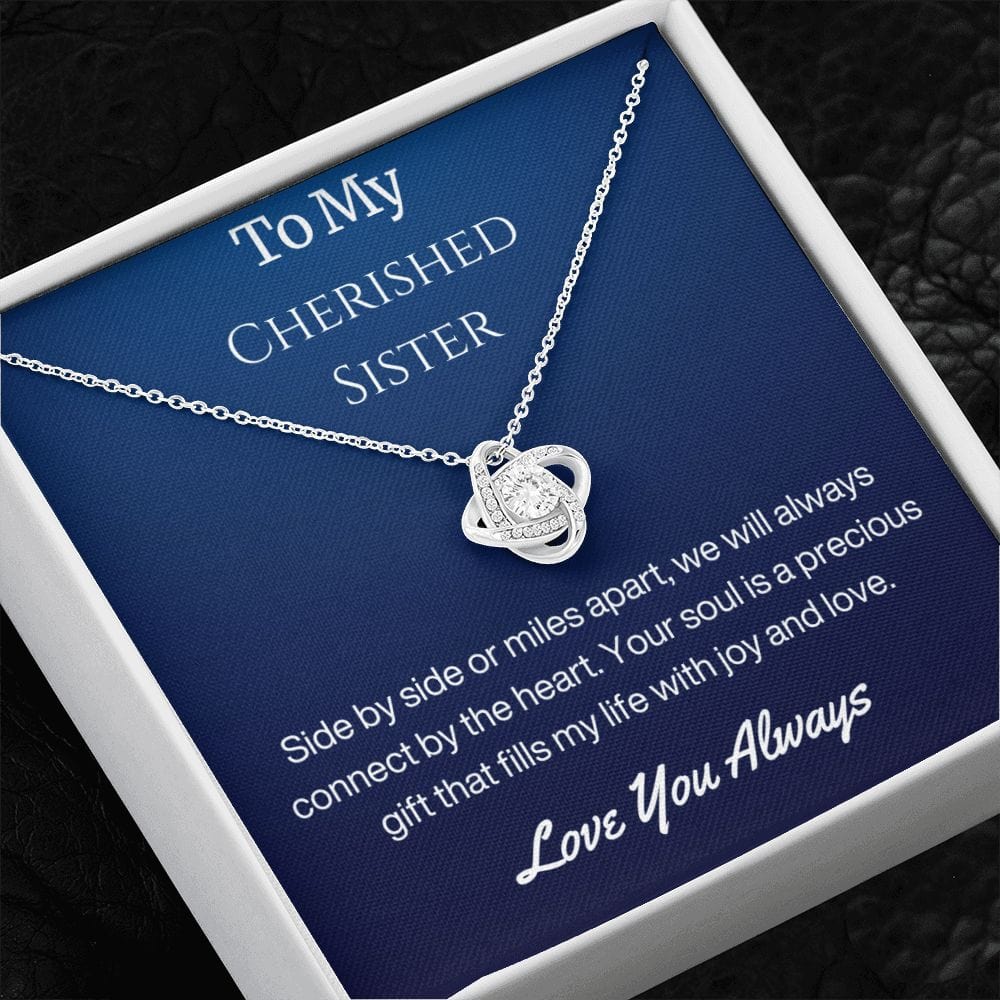 Sister Birthday Gift Necklace with Message Card and Gift Box - Side By Side