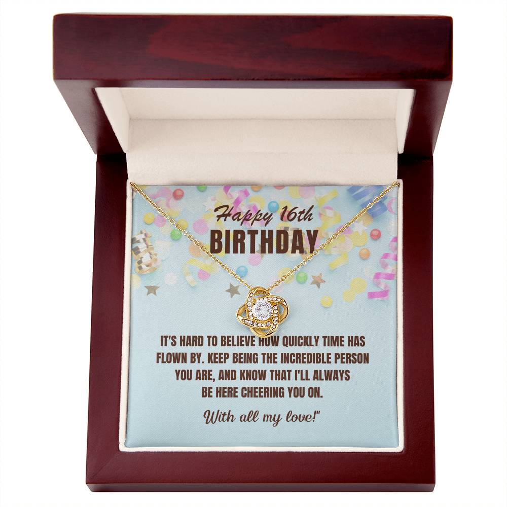 16th Birthday Gift For Her, Love Knot Necklace With Message Card And Gift Box - Hard To Believe