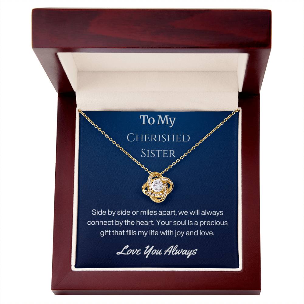 Sister Birthday Gift Necklace with Message Card and Gift Box - Side By Side