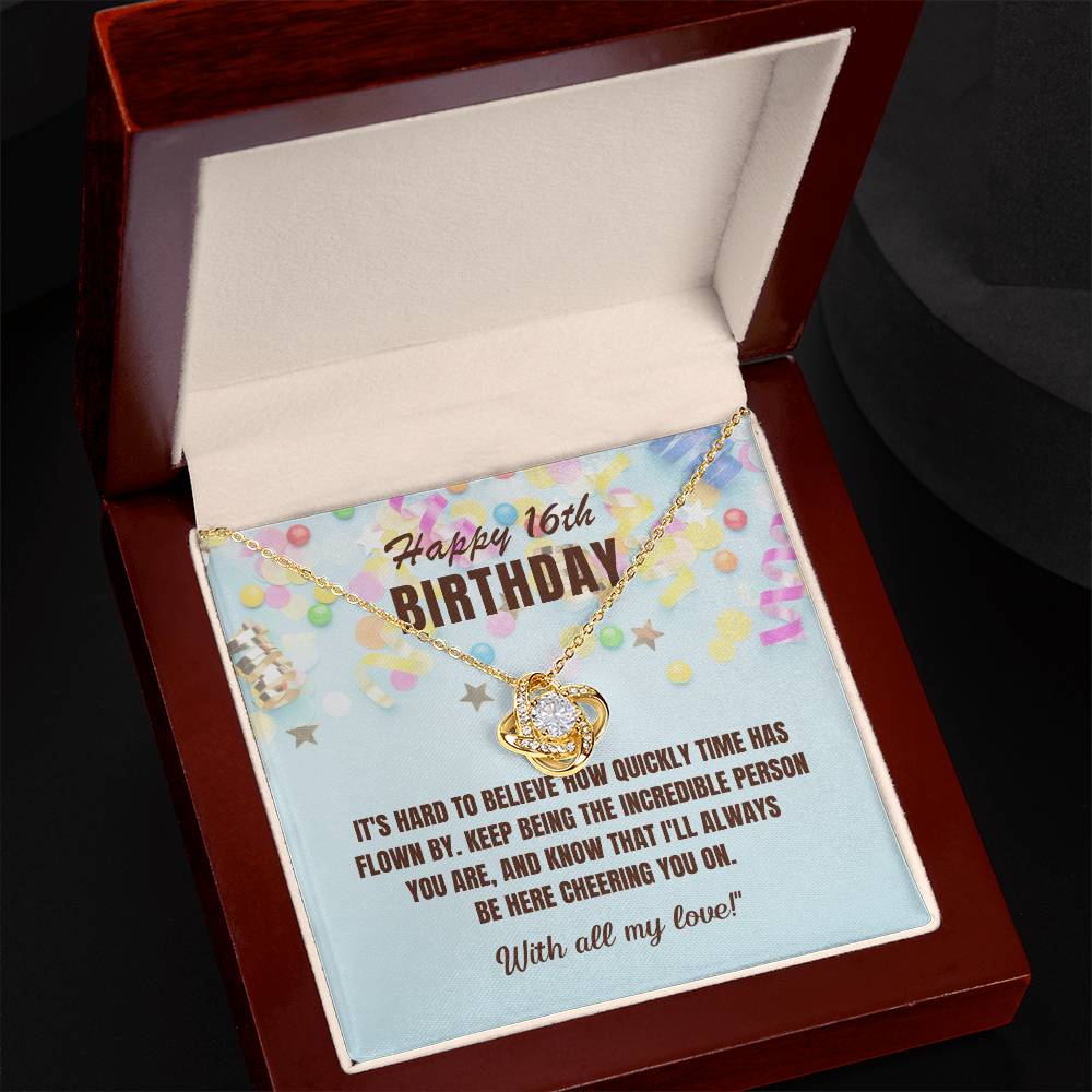16th Birthday Gift For Her, Love Knot Necklace With Message Card And Gift Box - Hard To Believe