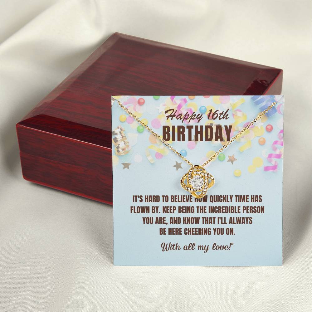 16th Birthday Gift For Her, Love Knot Necklace With Message Card And Gift Box - Hard To Believe