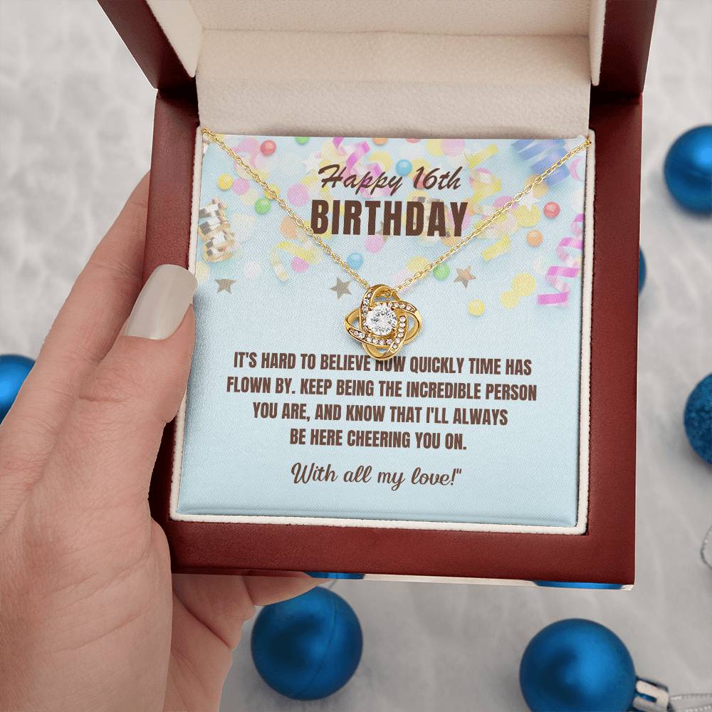 16th Birthday Gift For Her, Love Knot Necklace With Message Card And Gift Box - Hard To Believe