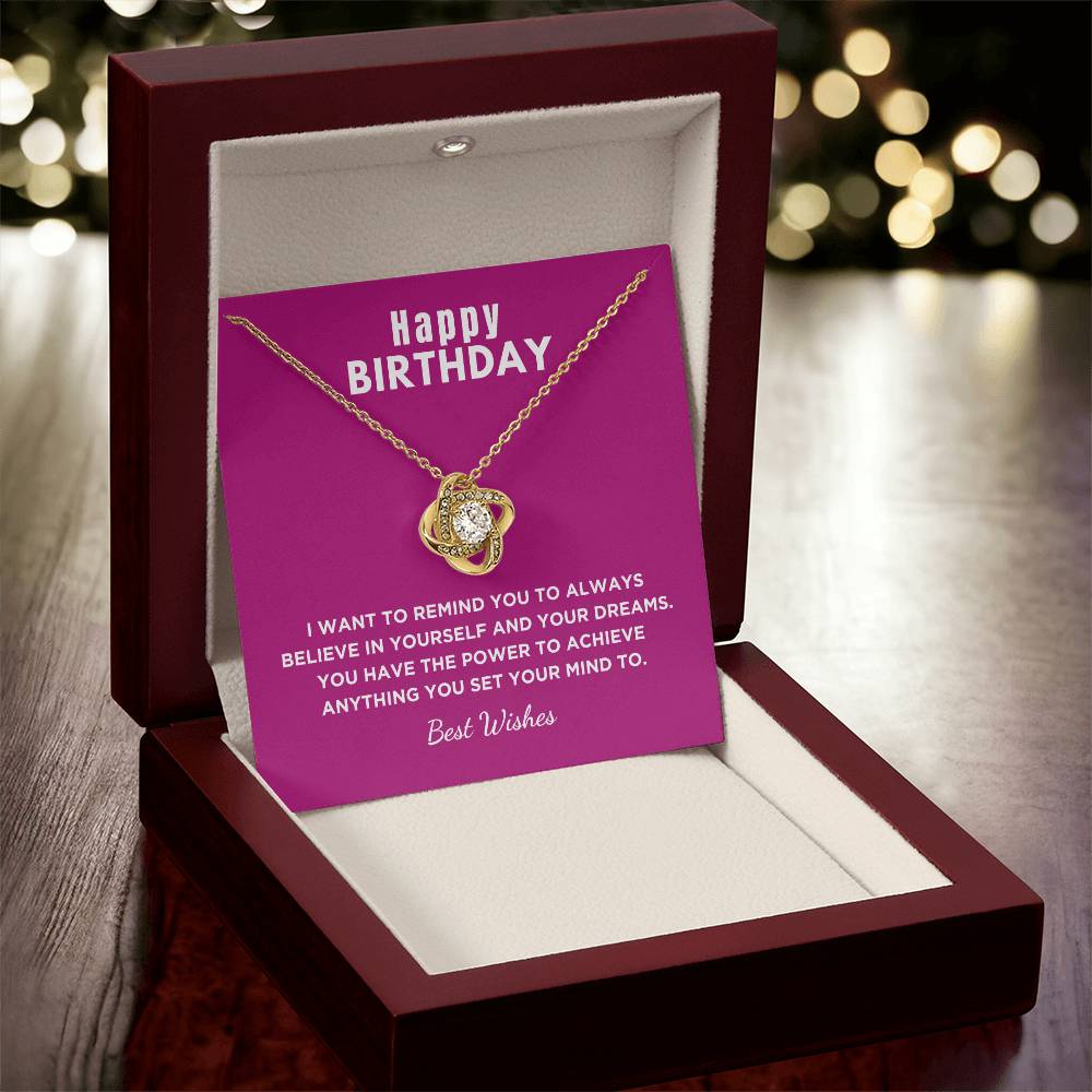 Birthday Gift For Her, Love Knot Necklace With Message Card And Gift Box - I Want To