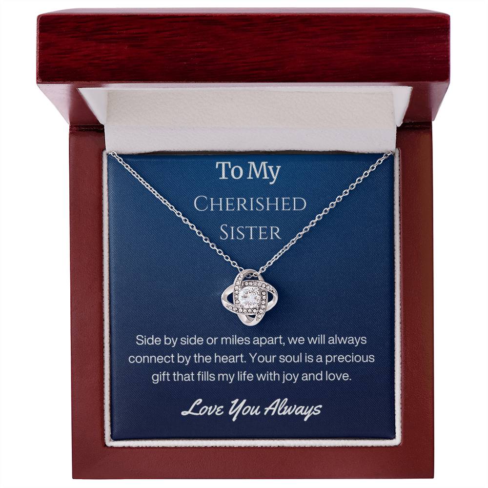 Sister Birthday Gift Necklace with Message Card and Gift Box - Side By Side
