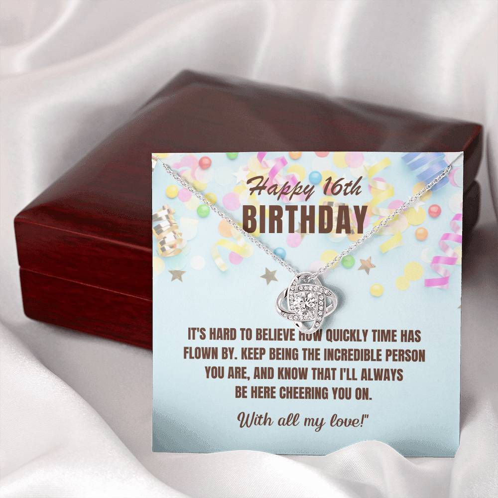 16th Birthday Gift For Her, Love Knot Necklace With Message Card And Gift Box - Hard To Believe