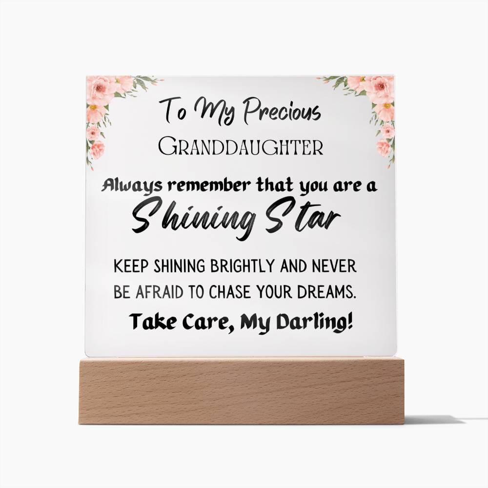 Gift for Granddaughter, Premium Acrylic Keepsake on Wooden Base with Built-in Colorful LED Lights
