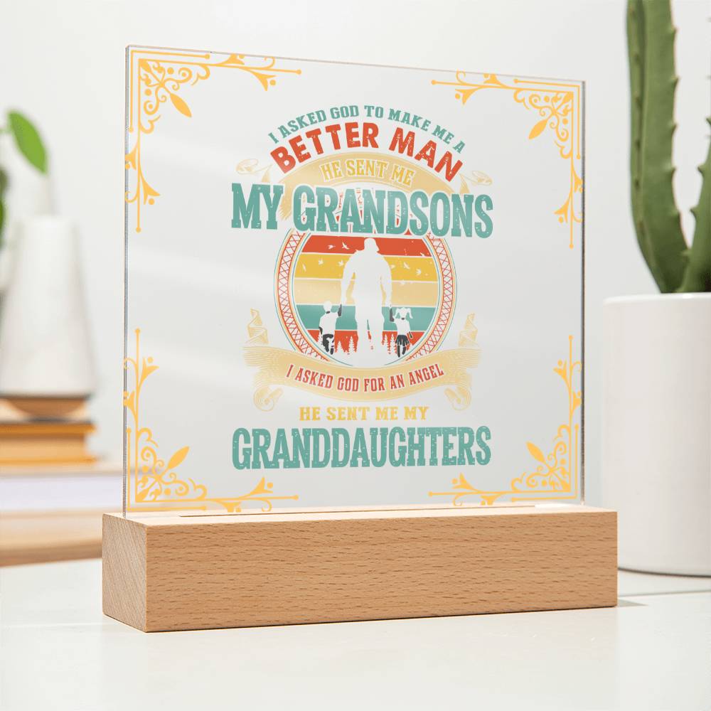 Home Decor Gift, Premium Acrylic Keepsake with Built-in LED Lights - I Asked God