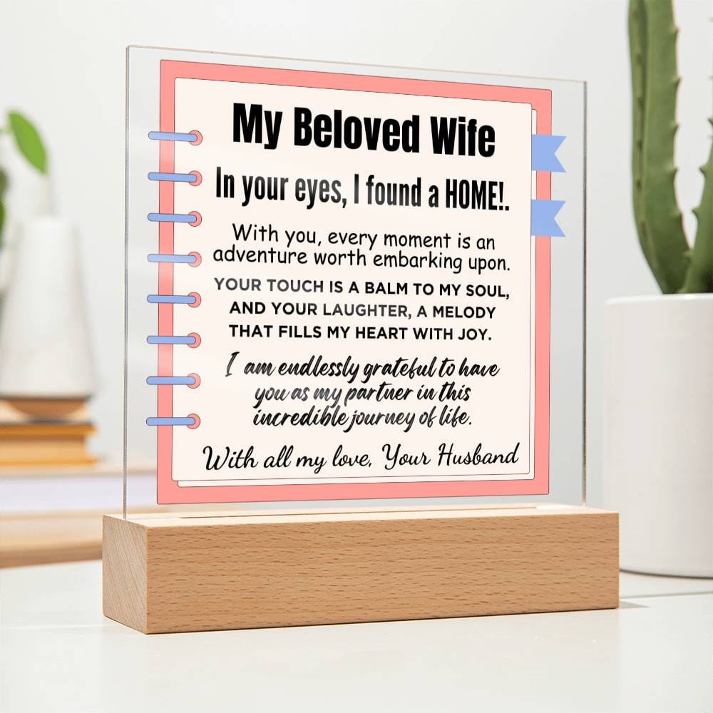 Gift for Wife, Premium Acrylic Keepsake with Built-in LED Lights - In Your Eyes