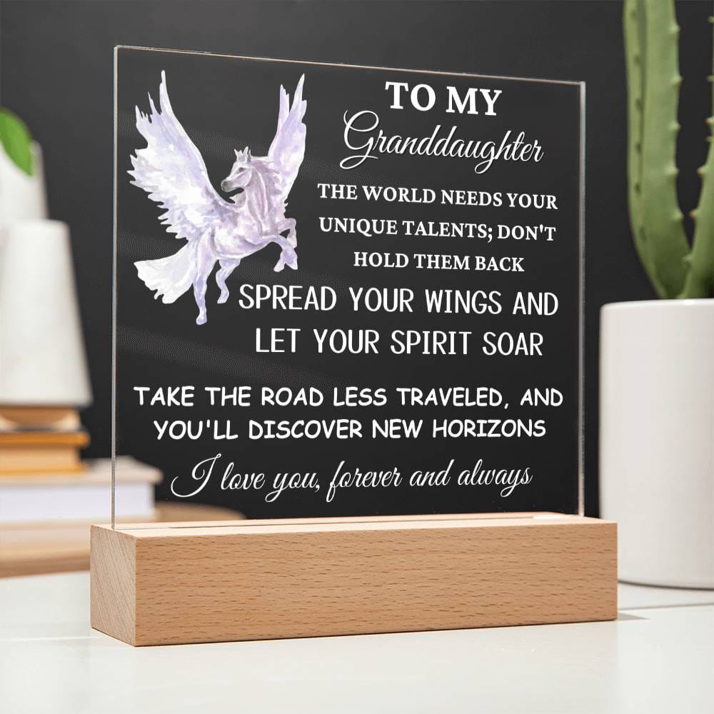Unicorn Gift for Granddaughter, Premium Acrylic Keepsake with Built-in LED Lights