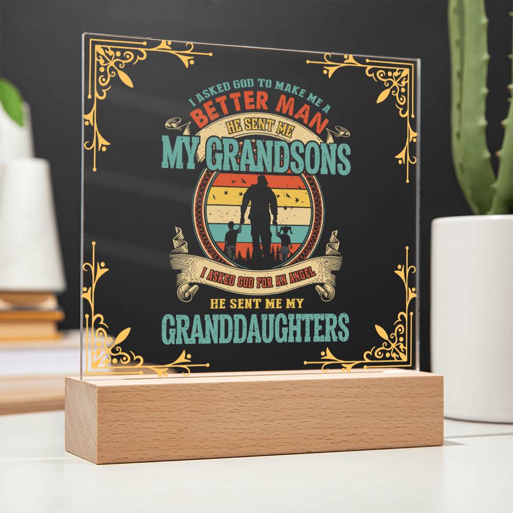 Home Decor Gift, Premium Acrylic Keepsake with Built-in LED Lights - I Asked God