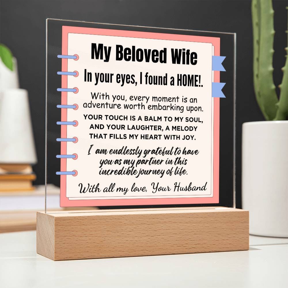 Gift for Wife, Premium Acrylic Keepsake with Built-in LED Lights - In Your Eyes