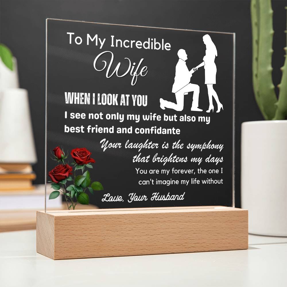 Gift for Wife, Premium Acrylic Keepsake with Built-in LED Lights - When I Look at You
