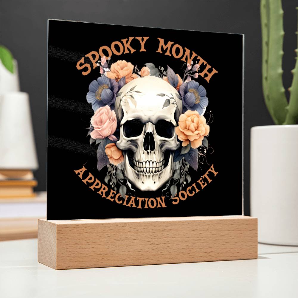 Spooky Month Halloween Home Decor, Premium Acrylic with Built-in LED Lights
