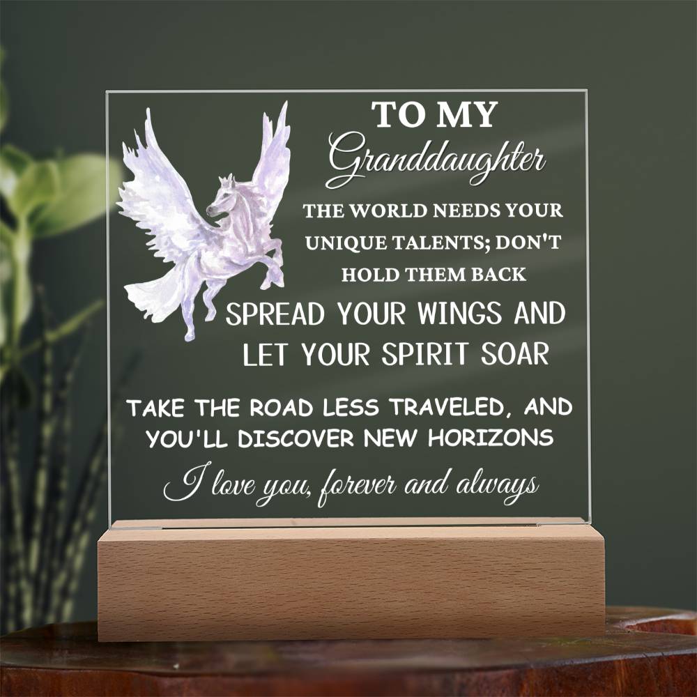 Unicorn Gift for Granddaughter, Premium Acrylic Keepsake with Built-in LED Lights