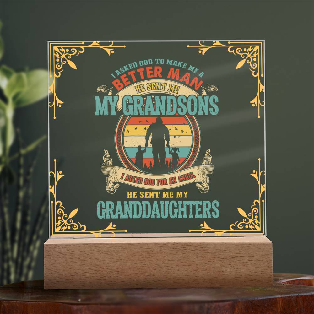Home Decor Gift, Premium Acrylic Keepsake with Built-in LED Lights - I Asked God
