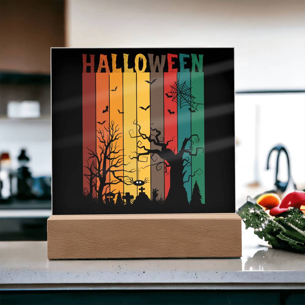 Halloween Home Décor Gift, Premium Acrylic Keepsake with Built-in LED Lights