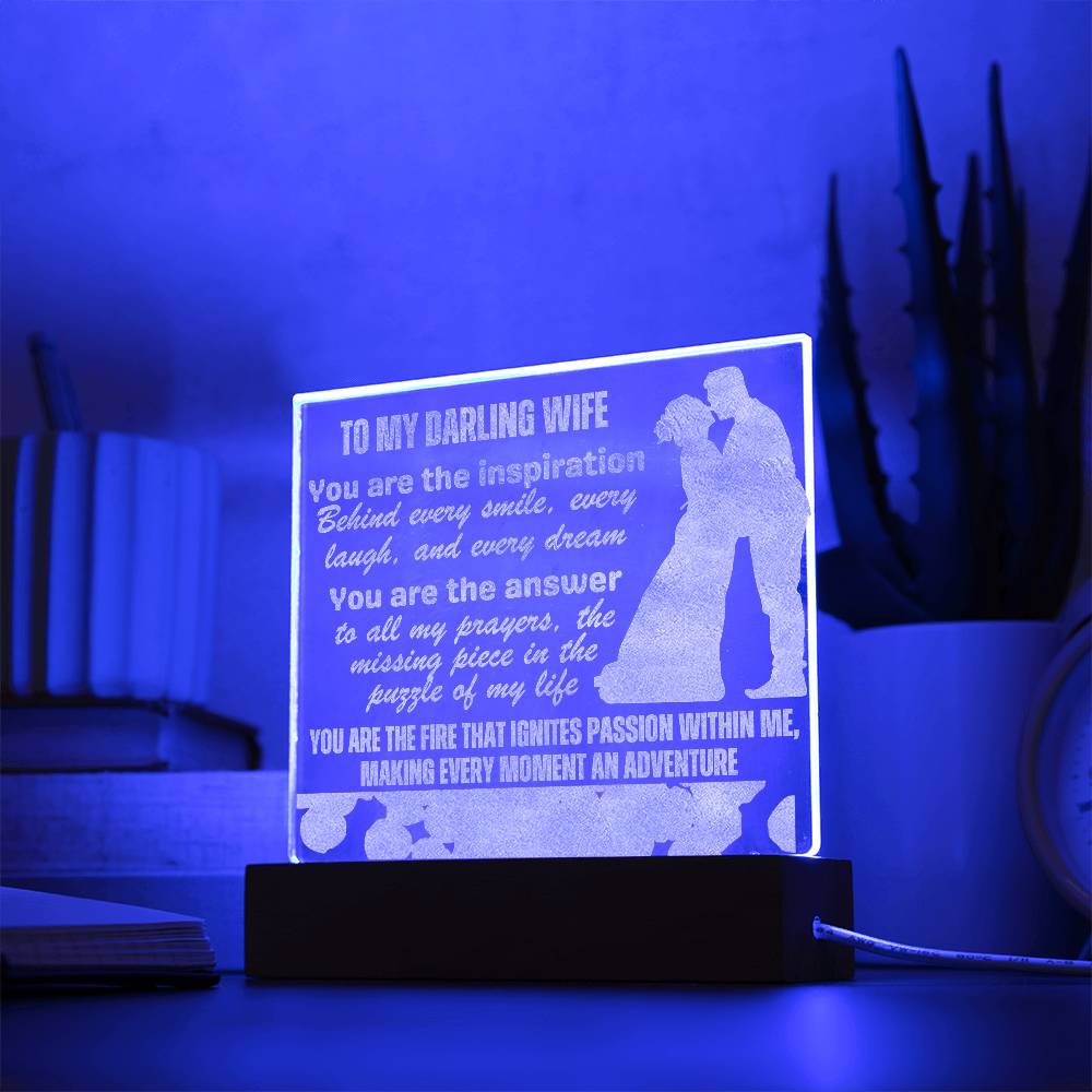 Gift for Wife, Premium Acrylic Keepsake with Built-in LED Lights - You Are The Inspiration