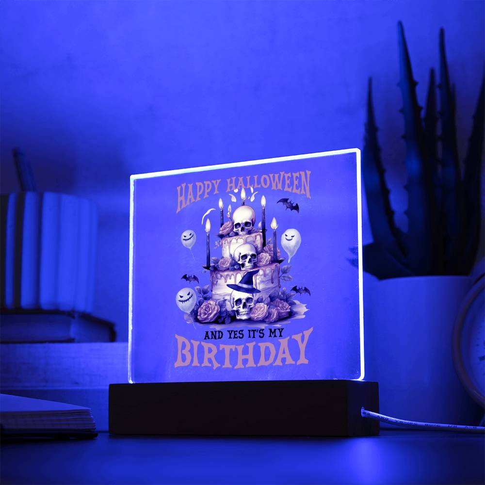 It's My Birthday Halloween Home Decor, Premium Acrylic with Built-in LED Lights