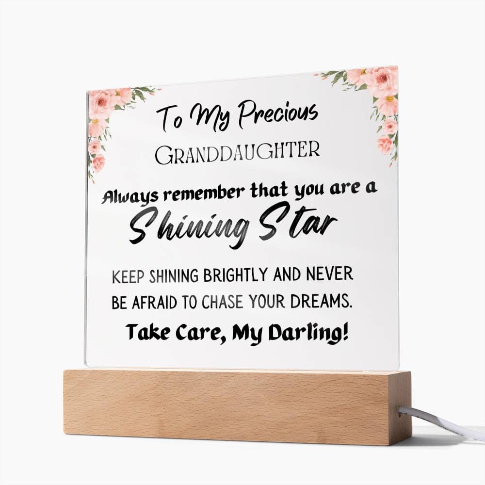 Gift for Granddaughter, Premium Acrylic Keepsake on Wooden Base with Built-in Colorful LED Lights