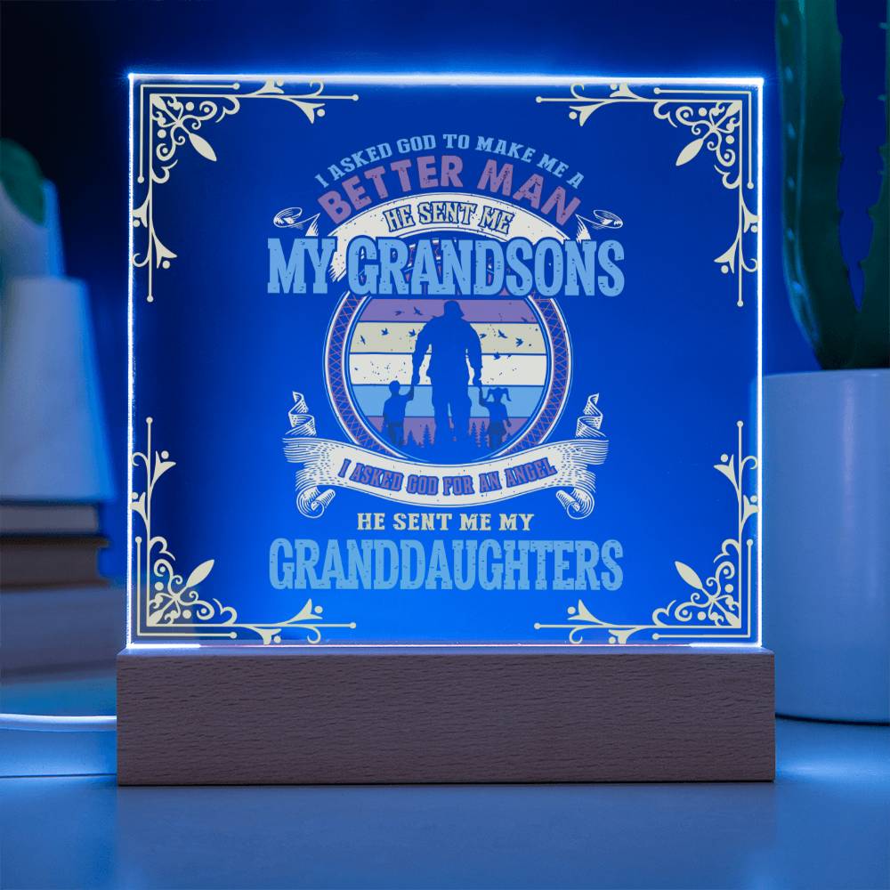 Home Decor Gift, Premium Acrylic Keepsake with Built-in LED Lights - I Asked God