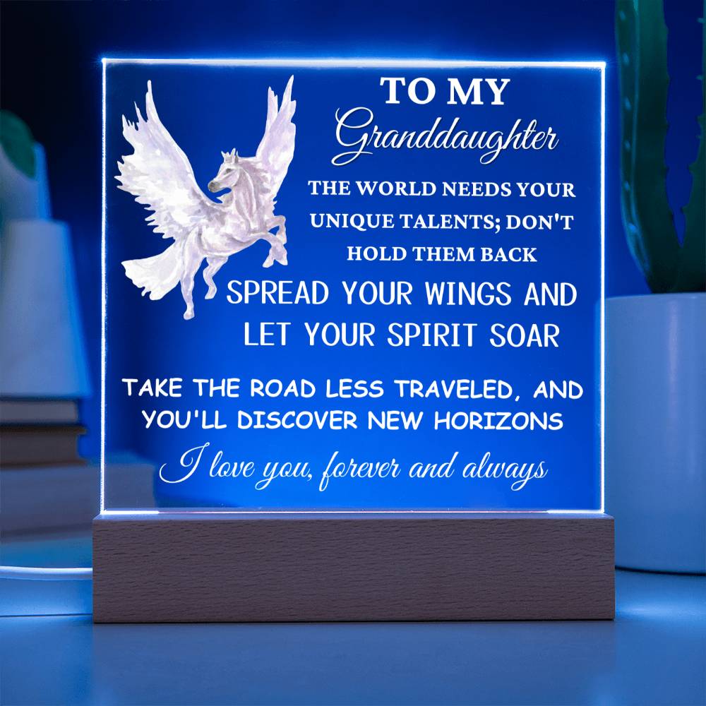 Unicorn Gift for Granddaughter, Premium Acrylic Keepsake with Built-in LED Lights