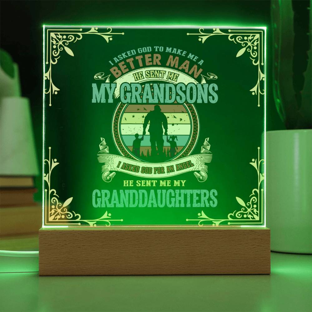 Home Decor Gift, Premium Acrylic Keepsake with Built-in LED Lights - I Asked God