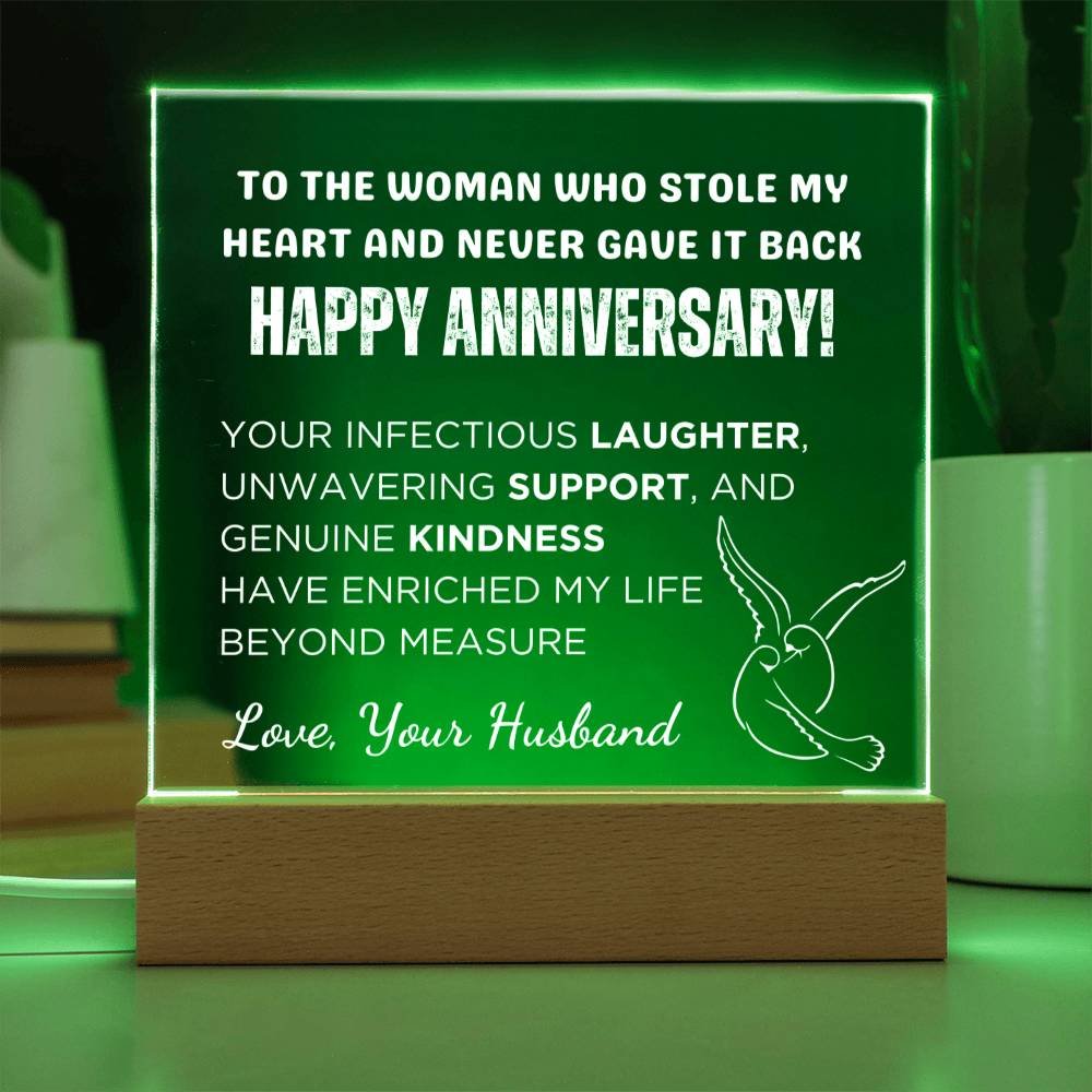 Gift for Wife, Premium Acrylic Keepsake with Built-in LED Lights - Stole My Heart