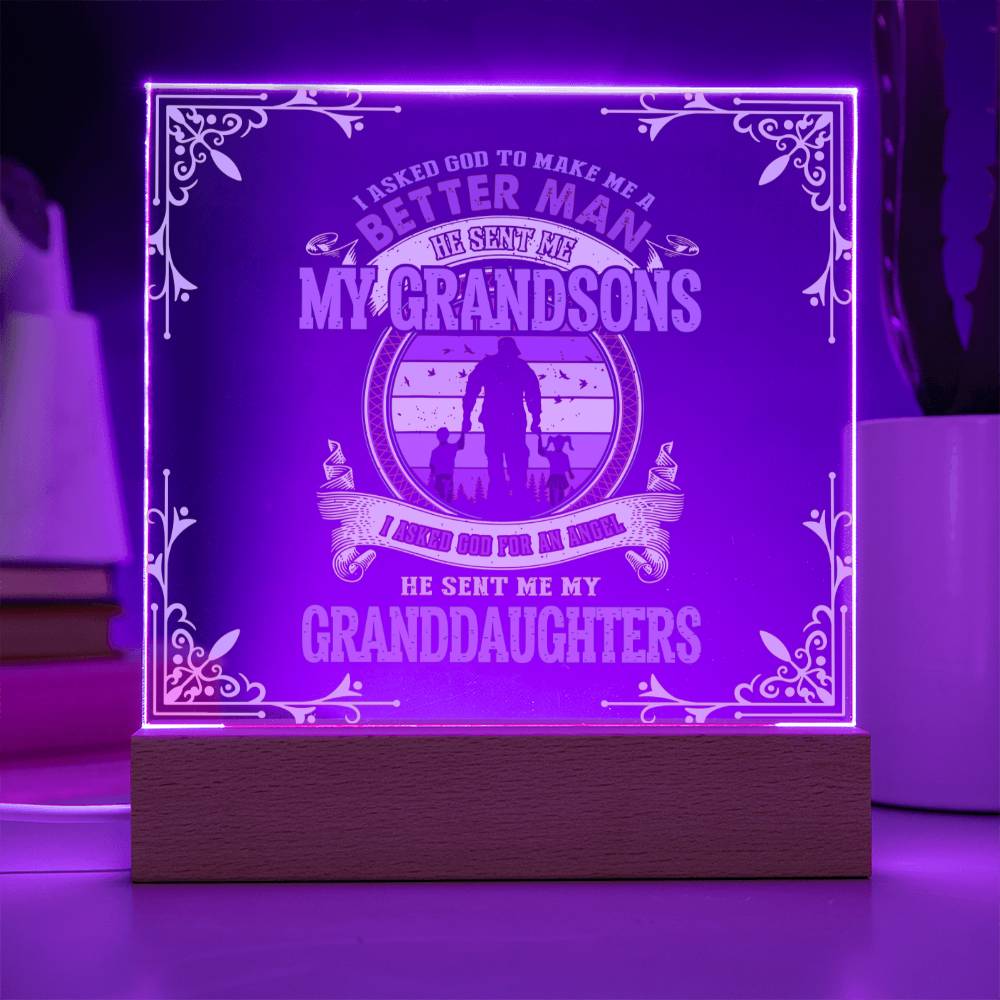 Home Decor Gift, Premium Acrylic Keepsake with Built-in LED Lights - I Asked God