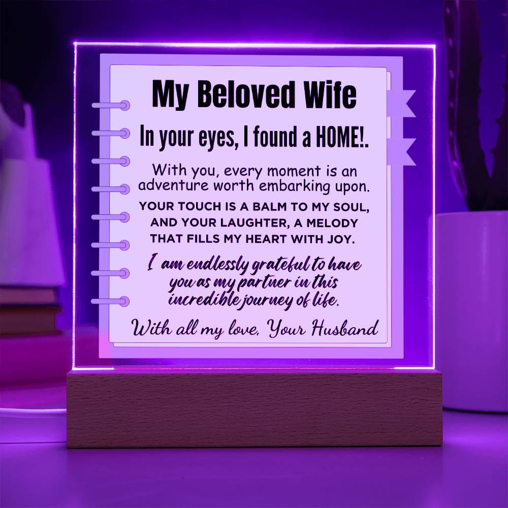 Gift for Wife, Premium Acrylic Keepsake with Built-in LED Lights - In Your Eyes