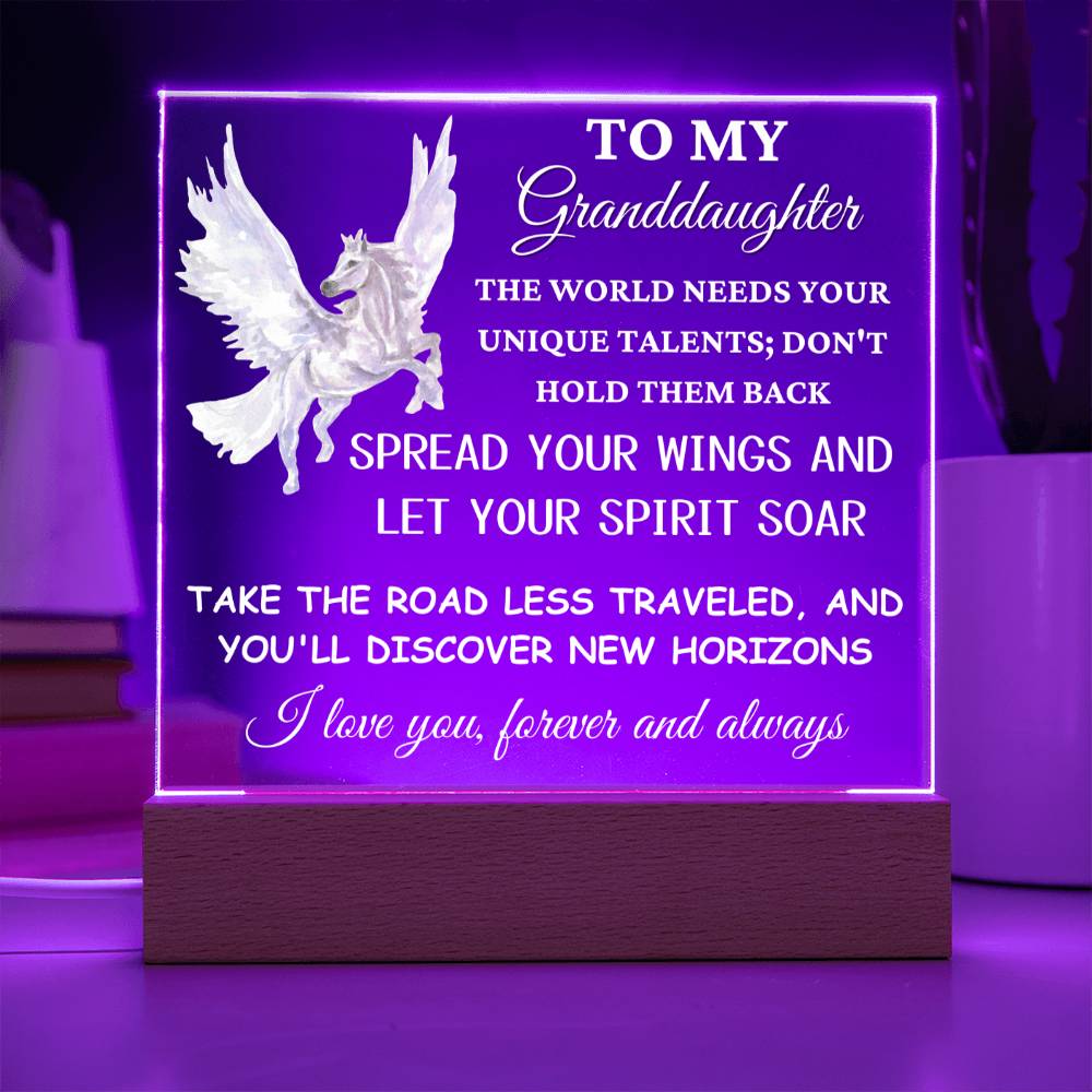 Unicorn Gift for Granddaughter, Premium Acrylic Keepsake with Built-in LED Lights