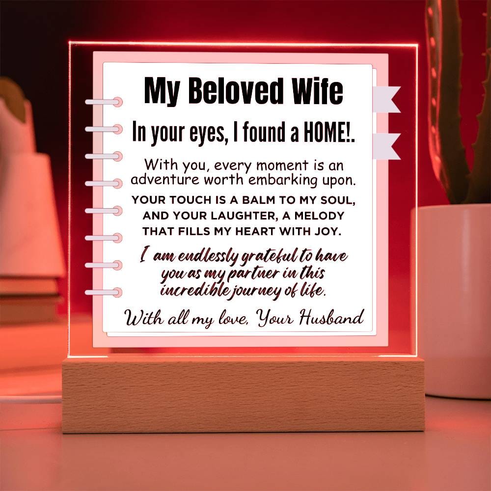 Gift for Wife, Premium Acrylic Keepsake with Built-in LED Lights - In Your Eyes