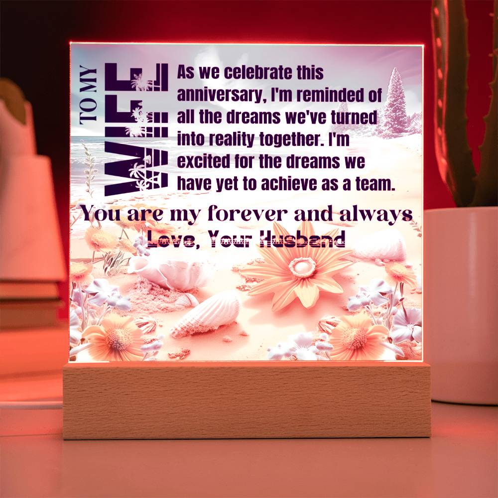Gift for Wife, Premium Acrylic Keepsake with Built-in LED Lights - As We Celebrate