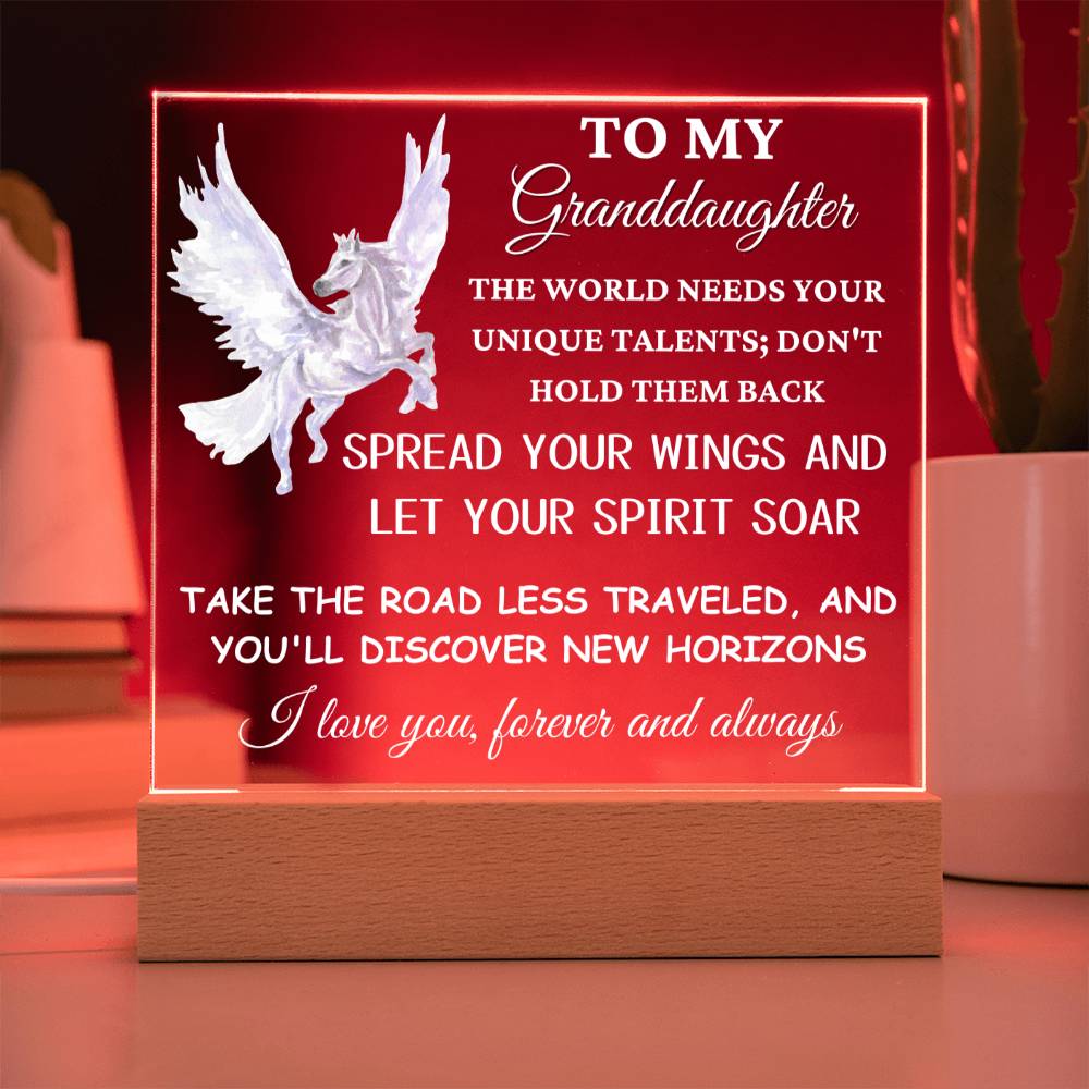 Unicorn Gift for Granddaughter, Premium Acrylic Keepsake with Built-in LED Lights