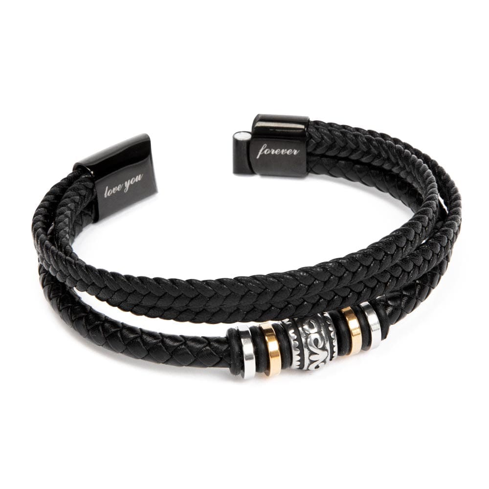 Gift for Men, Men's Bracelet Composed of Stainless Steel And Vegan Leather - Journey of Life