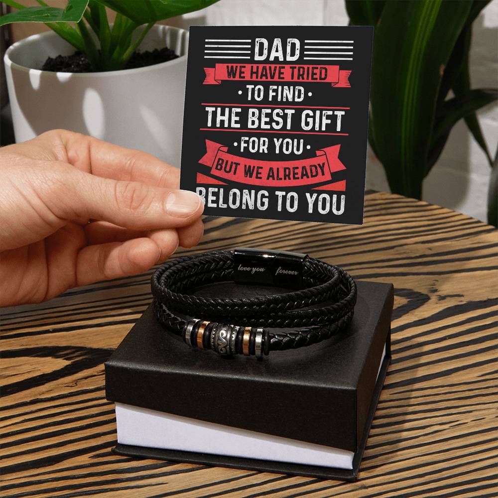Fathers Day Gift Vegan Leather Bracelet From Daughter Son