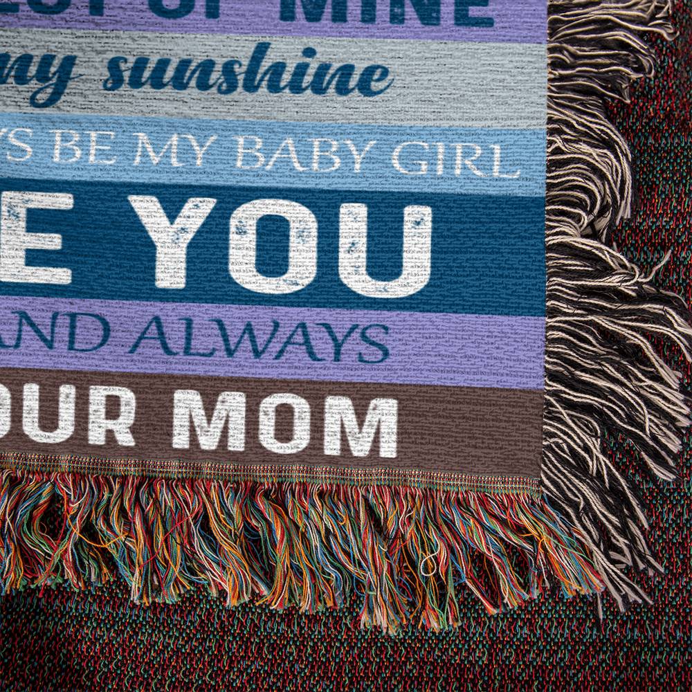 Gift For Daughter, Cotton Heirloom Woven Fringed Throw Blanket, 50” Width x 60” Height